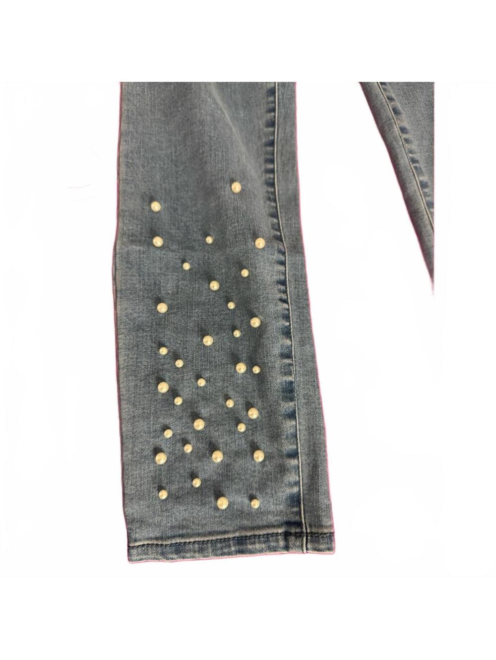 Forever 21 High Waisted Skinny Jeans Light Wash Pearl Embellished Size 28 - Picture 4 of 5